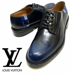 LOUIS VUITTON LVロゴ グラデーション ダービーシューズ ルイヴィトン 革靴 ドレスshoes ビジネス カーフブラック ブルー 7 イタリア製