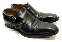 LOUIS VUITTON MENS ダブルモンクストラップ レザーシューズ ルイヴィトン 革靴 ドレスshoes ビジネス ブラック 7 イタリア製 26cm_画像4