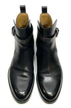 HERMES MENS ベルトストラップ レザーアンクルブーツ エルメス チェルシーboots ジョッパーブーツ ブラック 黒 40 イタリア製 ドレス_画像5