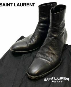 SAINT LAURENT PARIS 443199 サイドチップ クラシック ワイアット ブーツ サンローランパリ ヒールboots アンクル 黒 ブラック 42