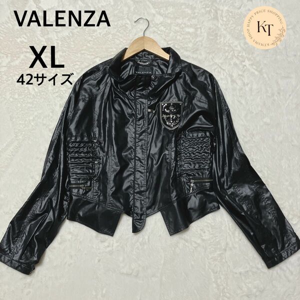 VALENZA バレンザ　ライトアウター　ナイロン　ラインストーン　ライダース　ブラック　XL ジャケット