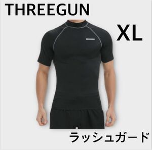 XL 速乾[THREEGUN] ラッシュガード メンズ 水着 コンプレッション フィットネス ジム 黒 水泳 サーフィン 旅行