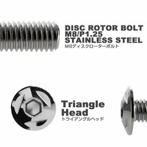 ヤマハ用 M8×25mm P=1.25 ブレーキ ディスク ローター ボルト SUS304 ステンレス トライアングルヘッド シルバー TD0238_画像2