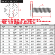 ステンレスボルト M6×25mm P1.0 ホールヘッド フラット 六角穴付 ボタンボルト SUS304 焼きチタンカラー TR0981_画像4