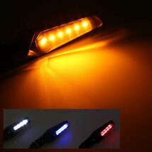 汎用 LED ウインカー ブレード型 ブルーマーカーランプ付き 取り付けネジ部 M10 2個セット F-296B_画像4