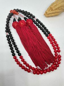 全宗派共通本式108珠念珠染め赤珊瑚数珠 数珠