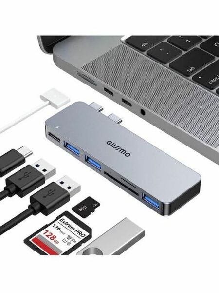 GIISSMO Macbook ハブ Macbook Air ハブ M2 Macbook Pro USB Type C ハブ 6-IN-2 USB-C ハブ (サイズ改良) PD充電ポート USB3.0ポート 