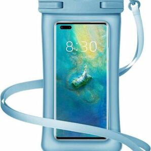 防水ケース 【指紋認証/顔認証 】 携帯防水ケース スマホ用 IPX8防水 水中撮影 お風呂 海水浴など適用(ブルー)