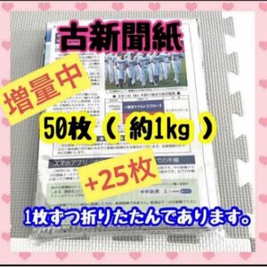 【 増量中 】新聞紙 古新聞 50枚 （約1kg ）+25枚のまとめ売り 掃除 ペット ゴミ箱