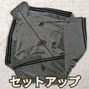 【超希少カラー極美品】90s〜00s アディダス セットアップ トラックジャケットパンツ ジャージ カーキグリーン ブラック 濃緑黒色 XLサイズ