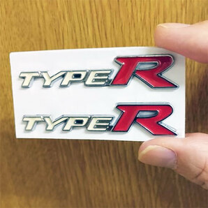 TYPE R （タイプ R)  ３D金属ステッカー ホワイト（白） 小さめ 2枚セットの画像3