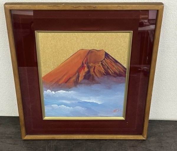 ¡Trabajo auténtico! Pintura de paisaje autografiada Fuji rojo de Hiroyama Nagashima F3 Monte Fuji Fuji rojo Tamaño de imagen vertical 270 mm x horizontal 230 mm, obra de arte, cuadro, otros