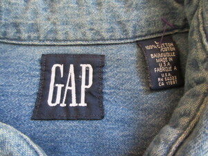 USA製 ビンテージ ８０S ９０S ギャップ GAP デニムシャツ L 古着 アメカジ ボタンダウン VINTAGE オールド OLD ビッグサイズ BIG SIZE