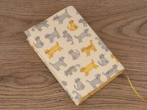 [ library book@] gum band . attaching book cover pocketbook cover *........ cat * ivory × yellow 