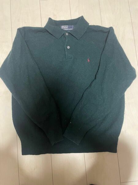 価格相談受け付けます！90'sポロ ラルフローレン緑　ウールポロシャツ 長袖ポロシャツ RALPH LAUREN POLO