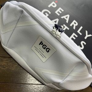 送料無料PGGピージージーPGG EST.2020モチーフウエストポーチBODYBAG PUコーティングAIRMESHウエスト調節ベルトunisex White(大特価)新品