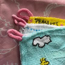 送料無料PEANUTS SNOOPYスヌーピーDUST CLOTH School雑巾掛けフック手書き名札ネームワッペン付フレンズ柄違い(お買得3Pset)新品未使用品_画像9