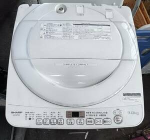 美品 シャープ 全自動電気洗濯機 【中古】動作保証 SHARP ES-KS70W-W 2021年製 洗濯7kg 風乾燥3kg 洗濯機 白 /56628 取引可能