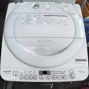 美品 シャープ 全自動電気洗濯機 【中古】動作保証 SHARP ES-KS70W-W 2021年製 洗濯7kg 風乾燥3kg 洗濯機 白 /56628 取引可能の画像1