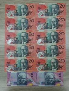 ■オーストラリアドル旧札　計210ドル　20ドル×10枚、5ドル×2枚