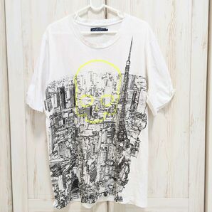 HYDROGEN 半袖Tシャツ ダメージ加工 黄色 Lサイズ コットン 古着