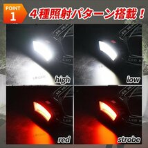 LED ヘッドライト COB ヘッドランプ 充電式 投光器 登山 キャンプ 夜釣り 作業 防水 軽量 明るい ヘルメット 防災 整備 ワークライト②_画像4