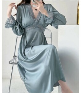 [ unused ] satin negligee lustre feeling great tsurutsuru..... elegant negligee, adult soft feel of. Night wear, slip .