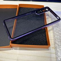 e254 Sony Xperia 1 V ケース 両面強化ガラス 透明両面ガラス 360°ケース磁気吸着 全面ガラス マグネット式 アルミバンパー, パープル_画像4