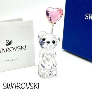 SWAROVSKI｜スワロフスキー フィギュア【アクティ】クマ ベア 風船 ハート クリスタルガラス ピンク フィギュリン 置物 ブランド a392etの画像1