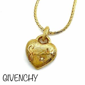 GIVENCHY｜ジバンシィ ネックレス【アクティ】ハート ロゴ ゴールドカラー ラインストーン ヴィンテージ ジバンシー ブランド a423etの画像1