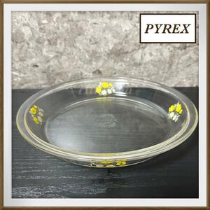 T3{ rare rare } Old Pyrex floral print kya Serow ru large plate pie plate heat-resisting property Vintage 