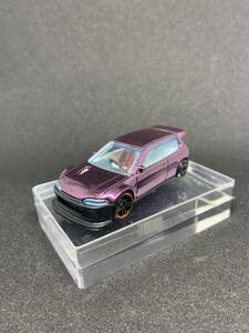 (ポ) 1円〜 ジャンク ホットウィール ベーシックカー ホンダ シビック カスタム EG6 DRAG STRIPリペイント JDM 環状 Hot Wheels ミニカー 