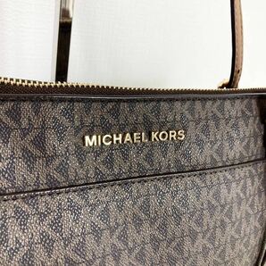 1円【極美品 定価10万】Michael Kors マイケルコース 総柄 サフィアーノ 大容量 A4◎ 肩掛け◎ ビジネス バッグ トート レザー メンズ 茶の画像6