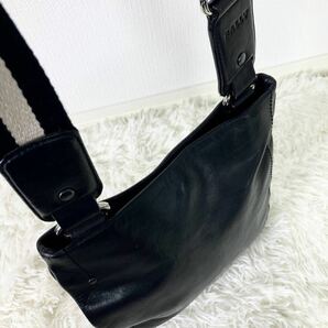 1円【美品 入手困難】バリー Bally ショルダーバッグ ビジネスバッグ サコッシュ ロゴ 斜め掛け メンズ トレスポ レザー 本革 黒 ブラックの画像6