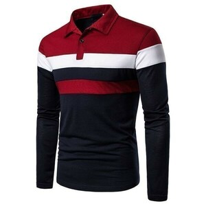 T22 [Red L] 1 Polo рубашка с длинным рукавом Kaniko мужская гольф -гольф -рубашка