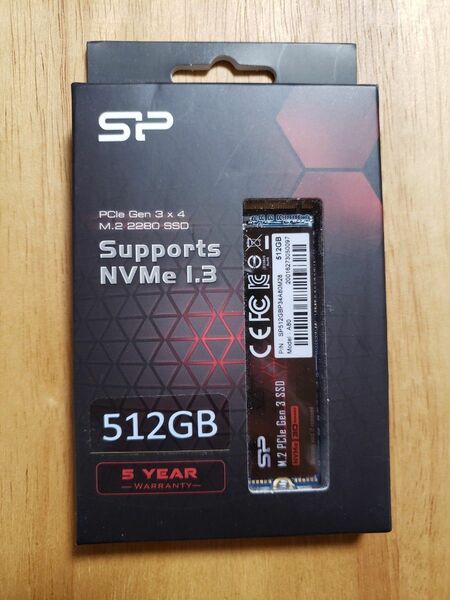 未開封 SiliconPower 512GB NVMe SSD シリコンパワーSP512GBP34A80M28