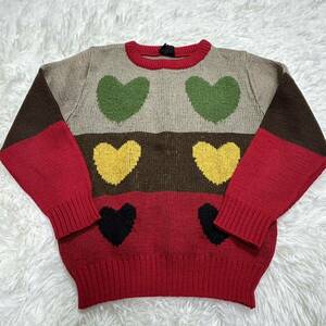 YT1361 Chilmie Chill mi- Heart design multicolor knitted sweater 120cm retro Vintage 