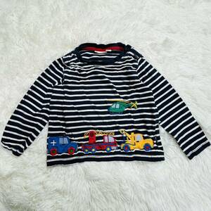 YT1403 JoJo Maman Bebe ジョジョママンベベ ボーダー Tシャツ サイズ2～3yrs 90cm 働くクルマ コットン100％ 英国室御用達ブランド