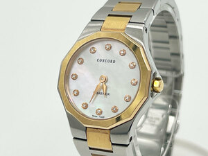 CONCORD Concorde MARINER Mali na- lady's watch wristwatch quartz shell face 12P diamond 750 SS