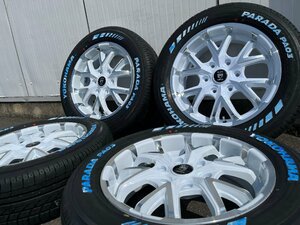 車検対応!! 17インチ 6.5j+35 新品 タイヤホイール4本セット 215/60R17 ホワイトレター 深リム ハイエース レジアスエース ブラックマンバ