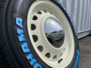 4本セット!! 16インチ 7j+38 215/65R16C 新品 タイヤホイールセット ハイエース レジアスエース スチール 鉄チン ホワイトレター ヨコハマ