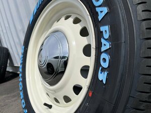 車検対応!! 16インチ 7j+38 215/65R16C 4本セット 新品 タイヤホイールセット ハイエース スチール 鉄チン ホワイトレター YOKOHAMA PARADA