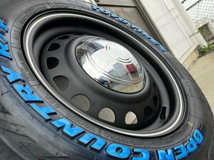 車検対応!! 16インチ 7j+38 215/65R16C 4本セット 新品 タイヤホイールセット ハイエース 鉄チン ホワイトレター TOYO オープンカントリー