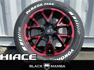 車検対応!! 17インチ 6.5ｊ+35 新品 タイヤホイール4本セット 215/60R17 ホワイトレター 深リム ハイエース レジアスエース ブラックマンバ