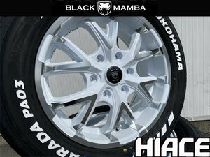 車検対応!! 17インチ 6.5j+35 新品 タイヤホイール4本セット 215/60R17 ホワイトレター 深リム ハイエース レジアスエース ブラックマンバ