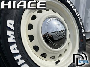 純正車高装着可!! 16インチ 7j+38 215/65R16C 4本セット 新品 タイヤホイールセット ハイエース レジアスエース 鉄チン ヨコハマ PARADA