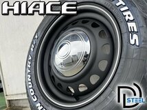 車検対応!! 16インチ 7j+38 215/65R16C 4本セット 新品 タイヤホイールセット ハイエース 鉄チン ホワイトレター TOYO オープンカントリー_画像3