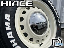 4本セット!! 16インチ 7j+38 215/65R16C 新品 タイヤホイールセット ハイエース レジアスエース スチール 鉄チン ホワイトレター ヨコハマ_画像2