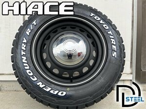 4本セット!! 16インチ 7j+38 215/65R16C 新品 タイヤホイールセット ハイエース レジアスエース スチール 鉄チン ホワイトレター トーヨー