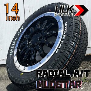 マッドスター ラジアルAT 新品 4本セット 155/65R14 14インチ タイヤホイール ハイゼットカーゴ S320V S321V S330V S331V ホワイトレター